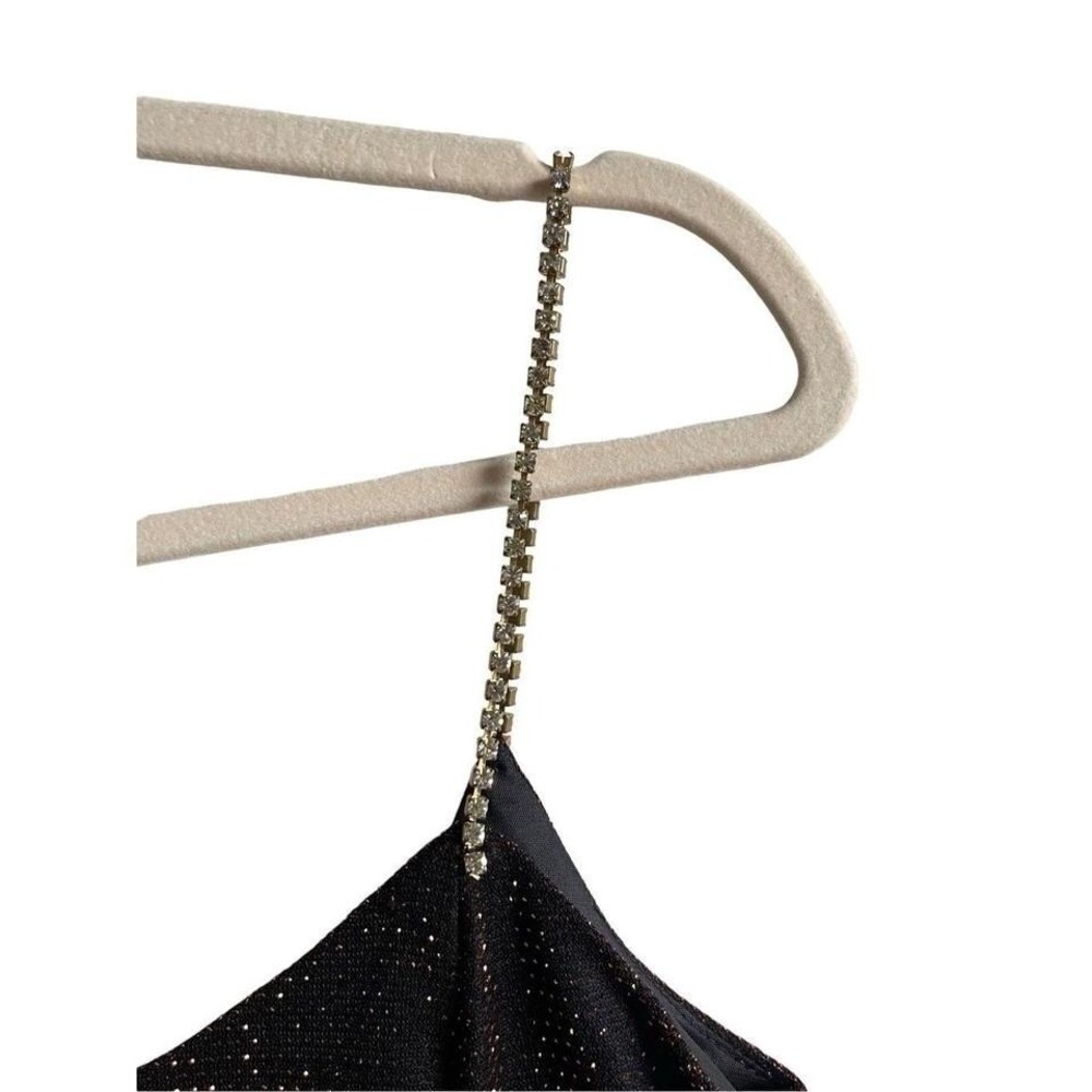 Scott McClintock Maxi Dress Bronze Glitter A-Line Y2K Rhinestone Chain Gown - Picture 8 of 8